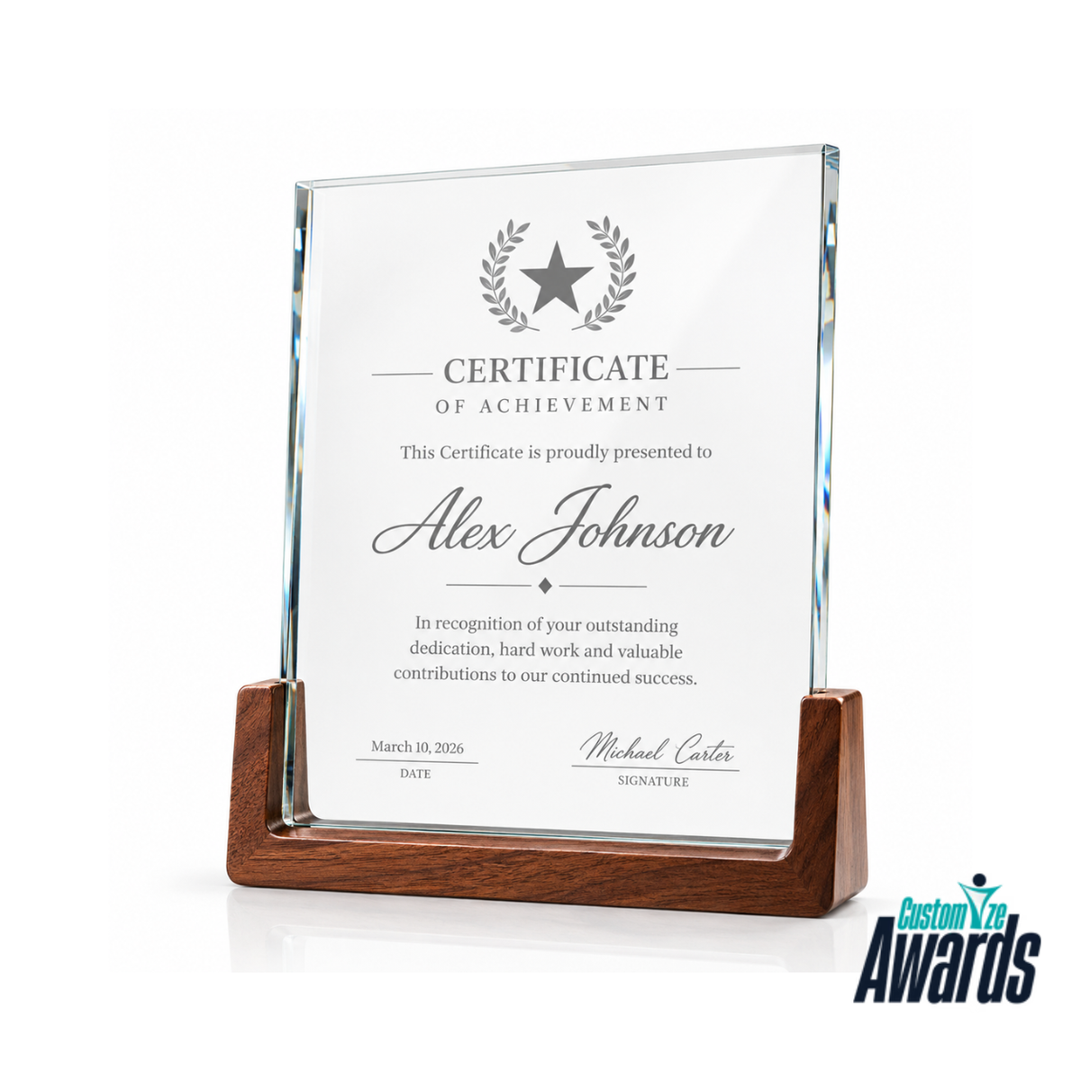 Classic Frame | Custom Glass Certificate of Achievement Award