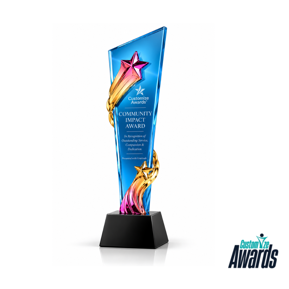 Ocean Radiant Tribute | Custom Blue Crystal Community Impact Award