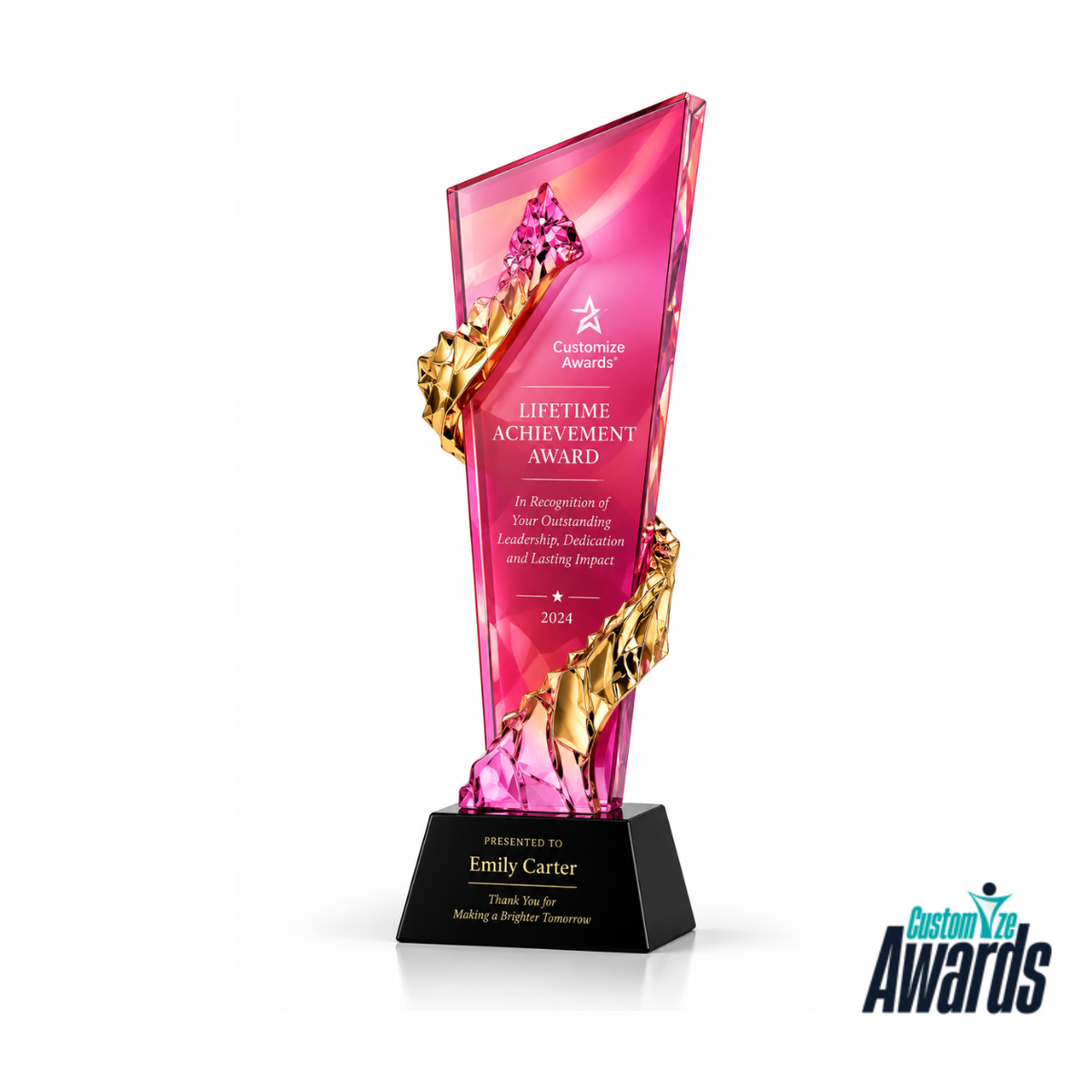 Radiant Ruby | Custom Pink Crystal Lifetime Achievement Award