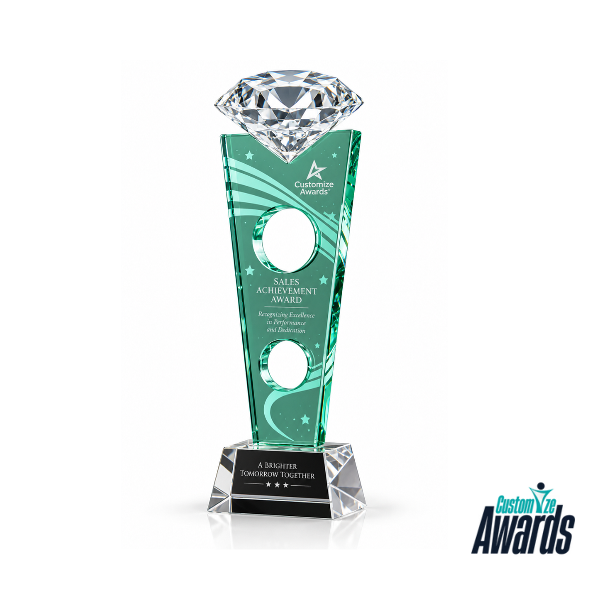 Emerald Diamond | Custom Crystal Sales Achievement Award
