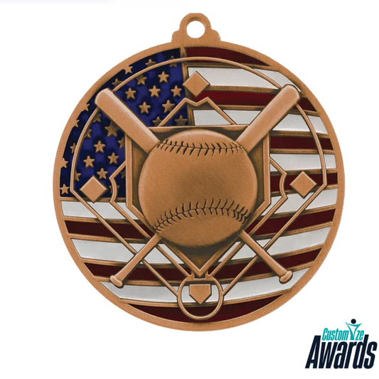 Drapeau des États-Unis | Médaille de baseball personnalisée pour une performance athlétique