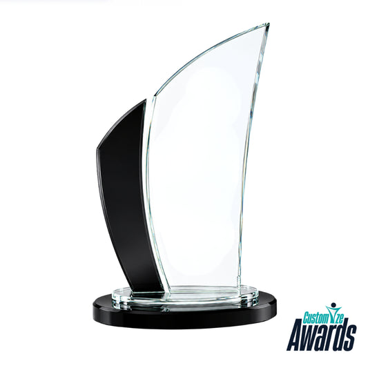 Black Edge Wellenkristall-Award | Individuell gravierte Firmen-Anerkennungstrophäe