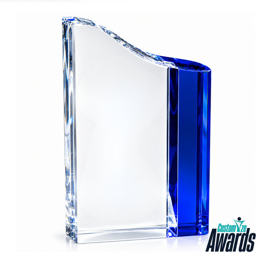 Faceted Wave Crystal | Engraved Recognition Crystal Award