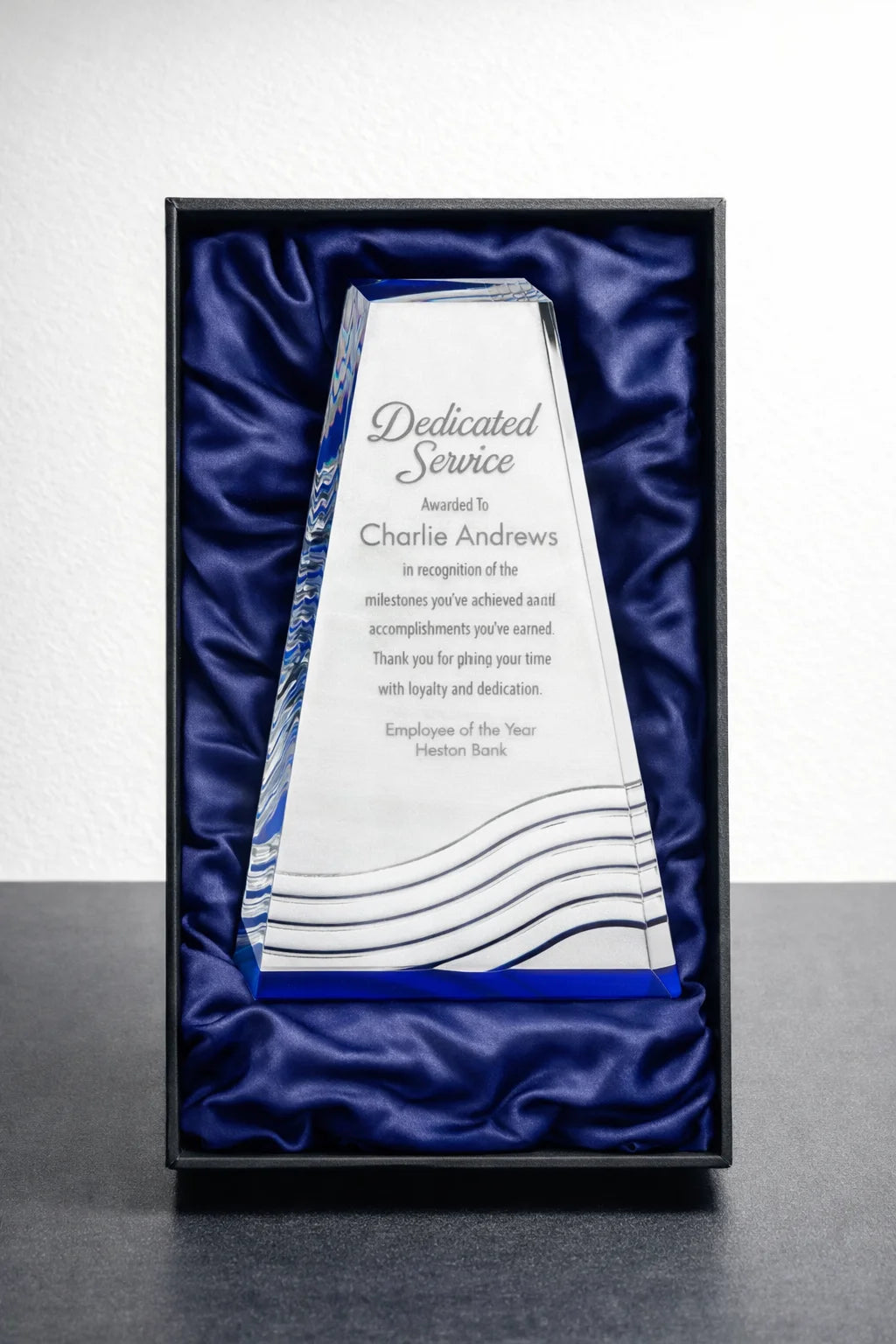 Custom Blue Accent Acrylic Service Award
