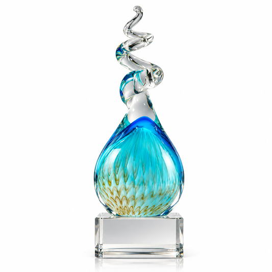Aqua Flame | Custom Art Glass Achievement Award