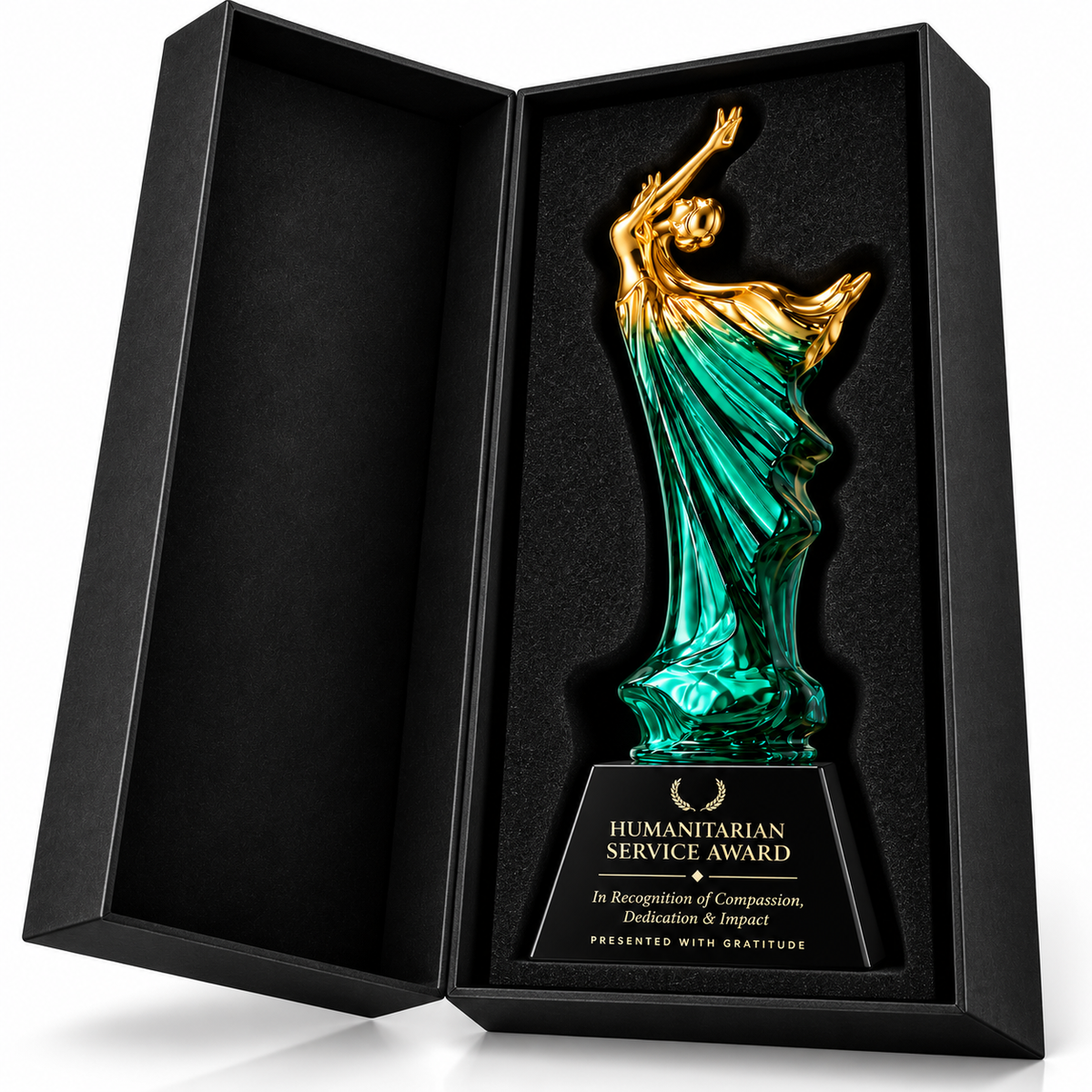 Elegant emerald | Custom Art Glass Humanitarian Service Award