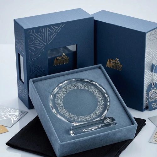 Circular Glass Crystal Plaque