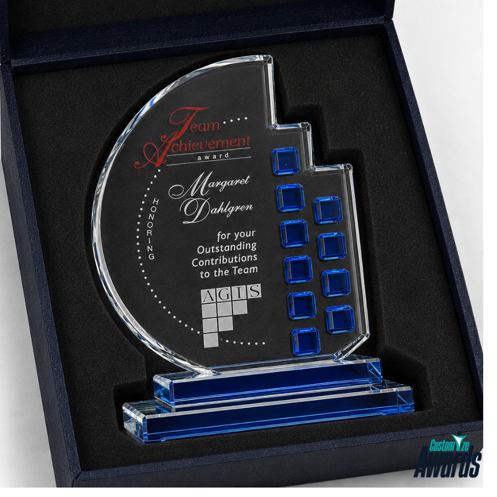 Cristal Azure Moon | Trophée gravé de reconnaissance