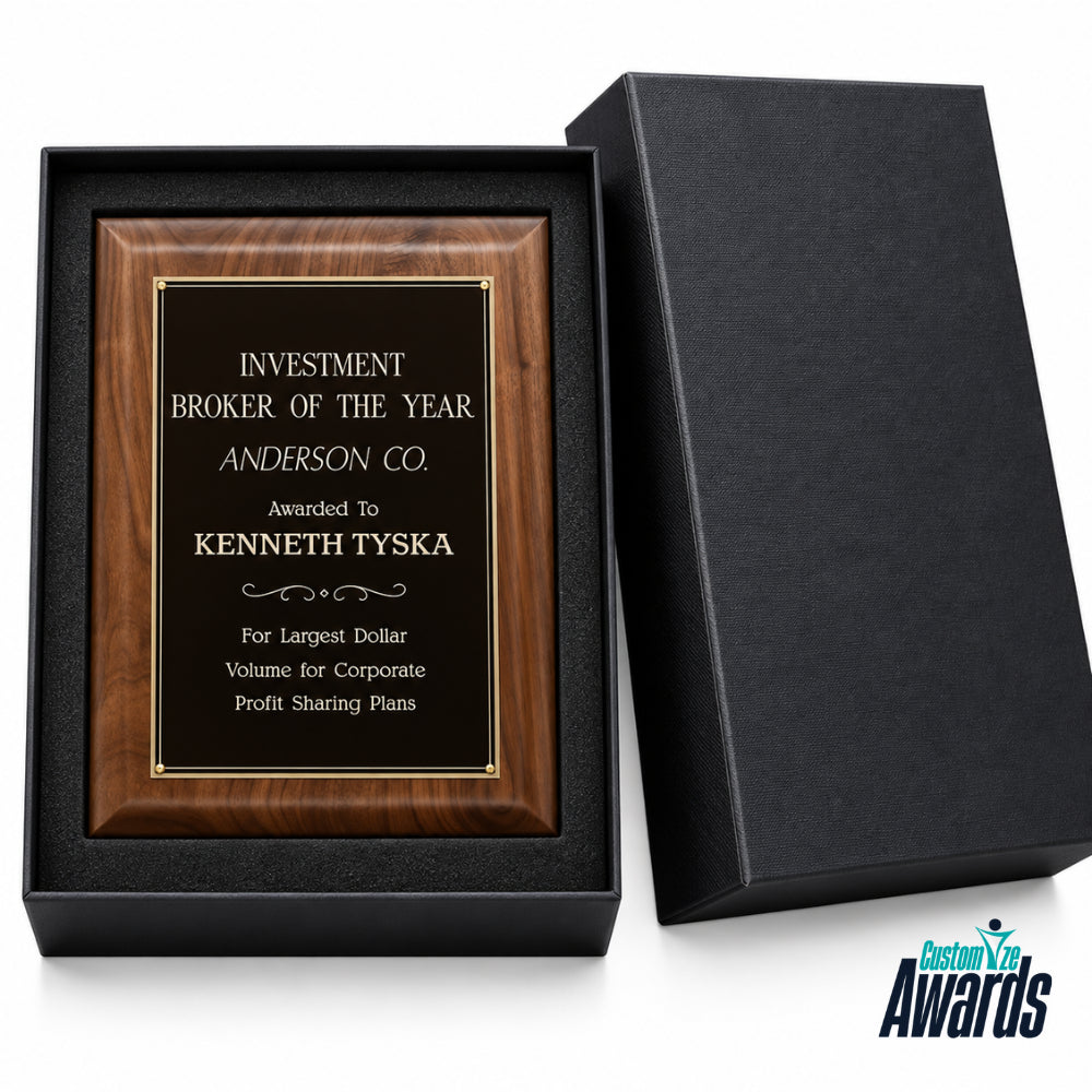 Elegance Walnut | Custom Engraved Executive Recognition Plaque Award