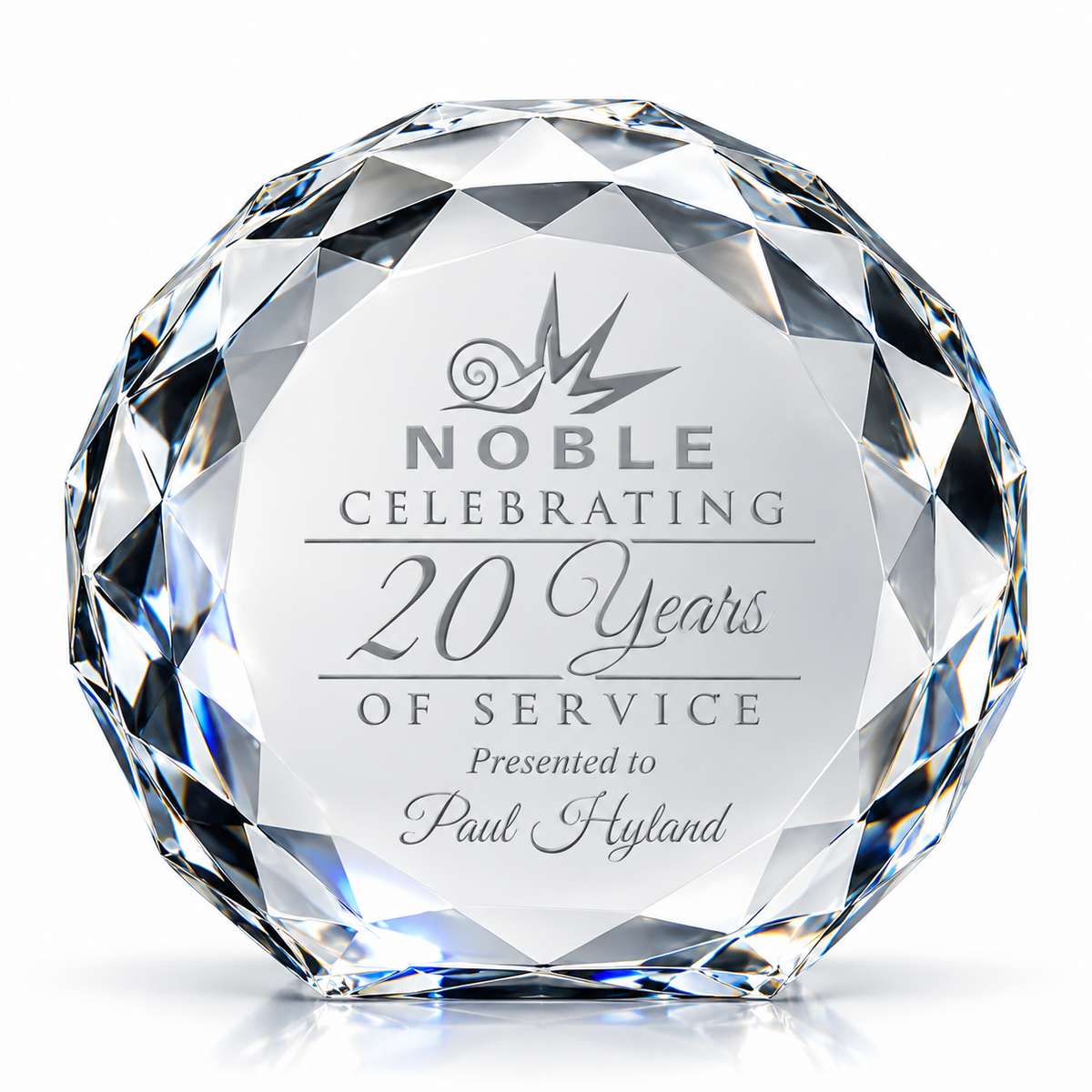 Noble Radiance | Custom Crystal 20 Year Service Anniversary Award