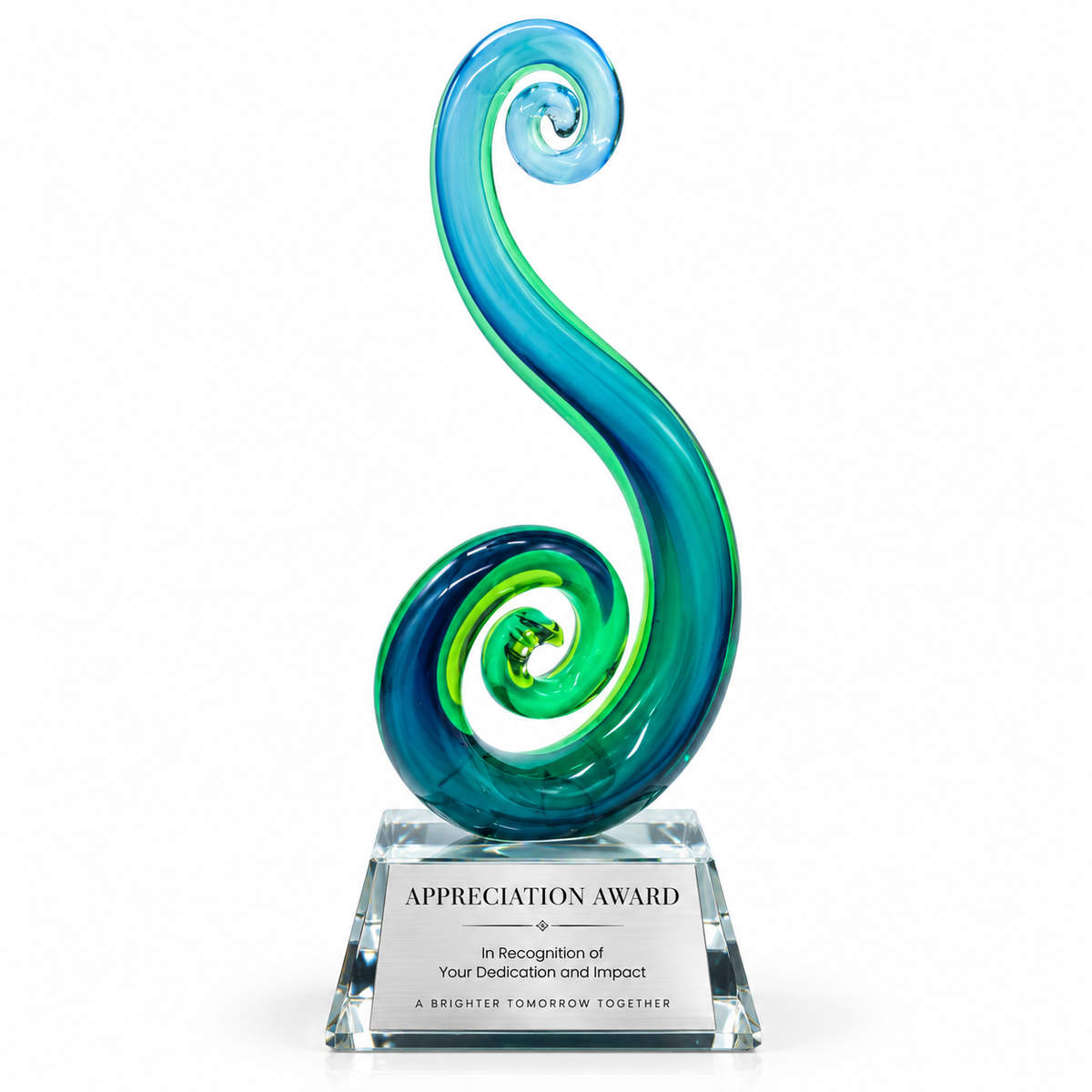 Emerald Spiral | Custom Art Glass Recognition Award