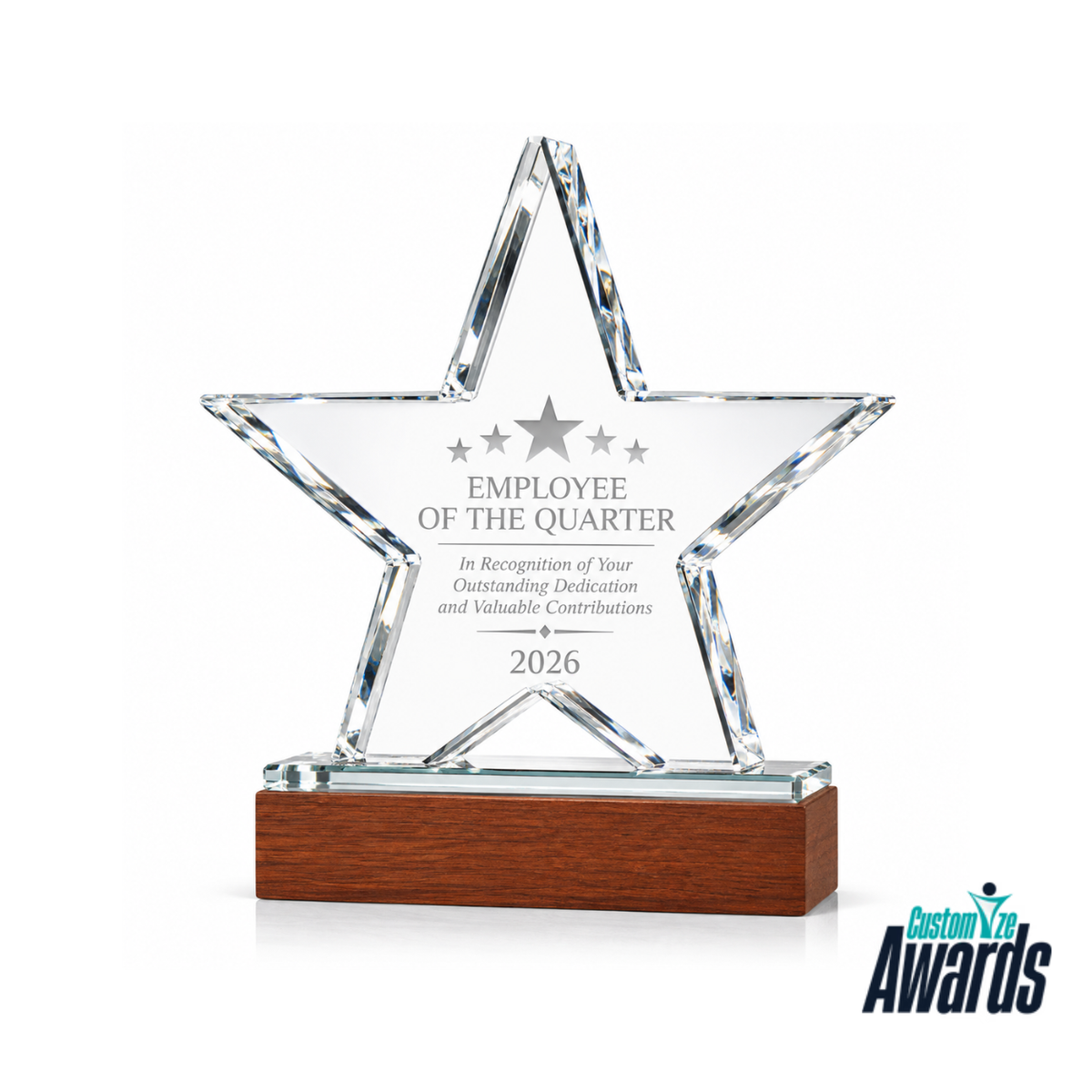 Stellar Recognition | Custom Employee of the Quarter Crystal Award