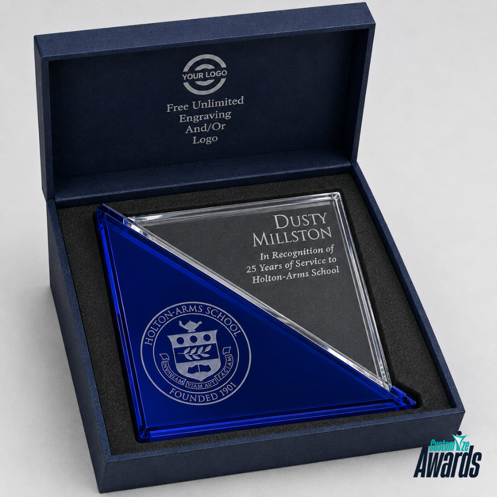 Blue Crystal Acclaim Engraved Recognition Award pakaging