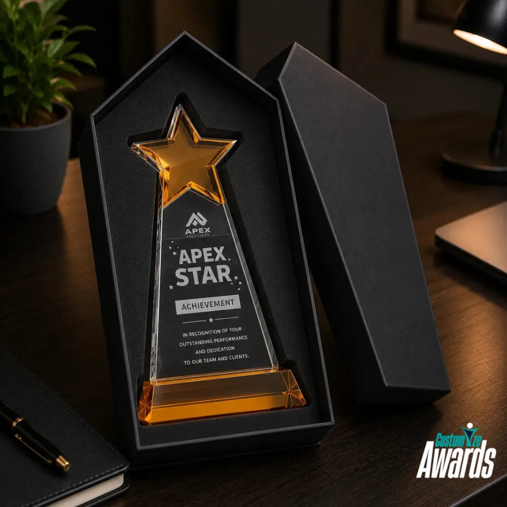 Celestial Star | Custom Engraved Crystal Achievement Trophy
