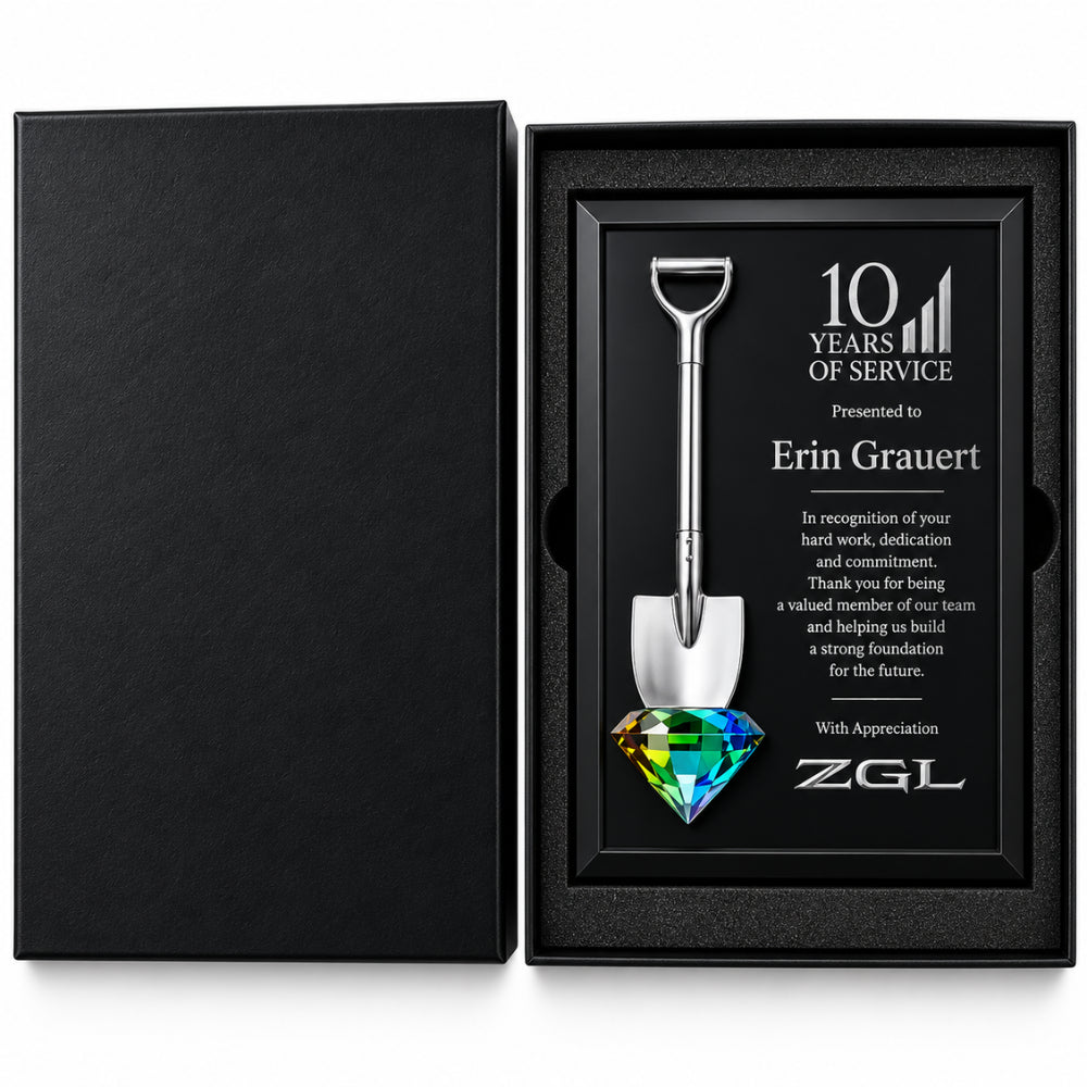 Ceremonial Shovel Engraved Shovel Crystal Plaque for Groundbreaking Recognition pakaging