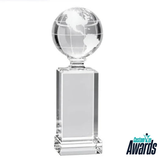 Cordova Globe Custom Engraved Crystal Recognition Awards without engraving
