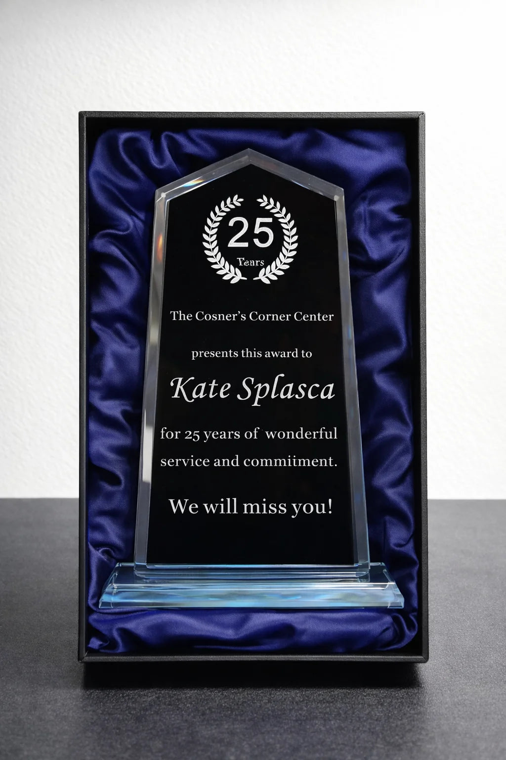 Custom Crystal Award plaque