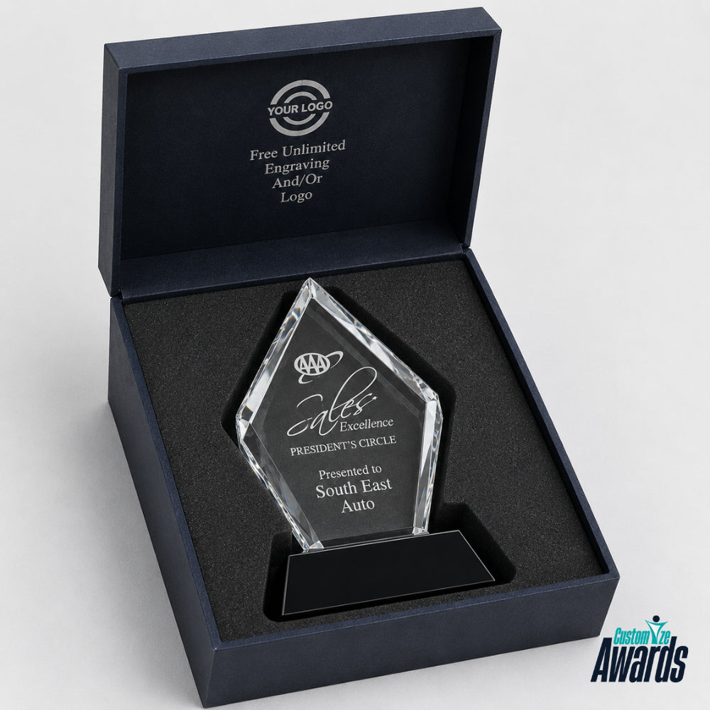 Engraved Optical Diamond Crystal Recognition Award pakaging