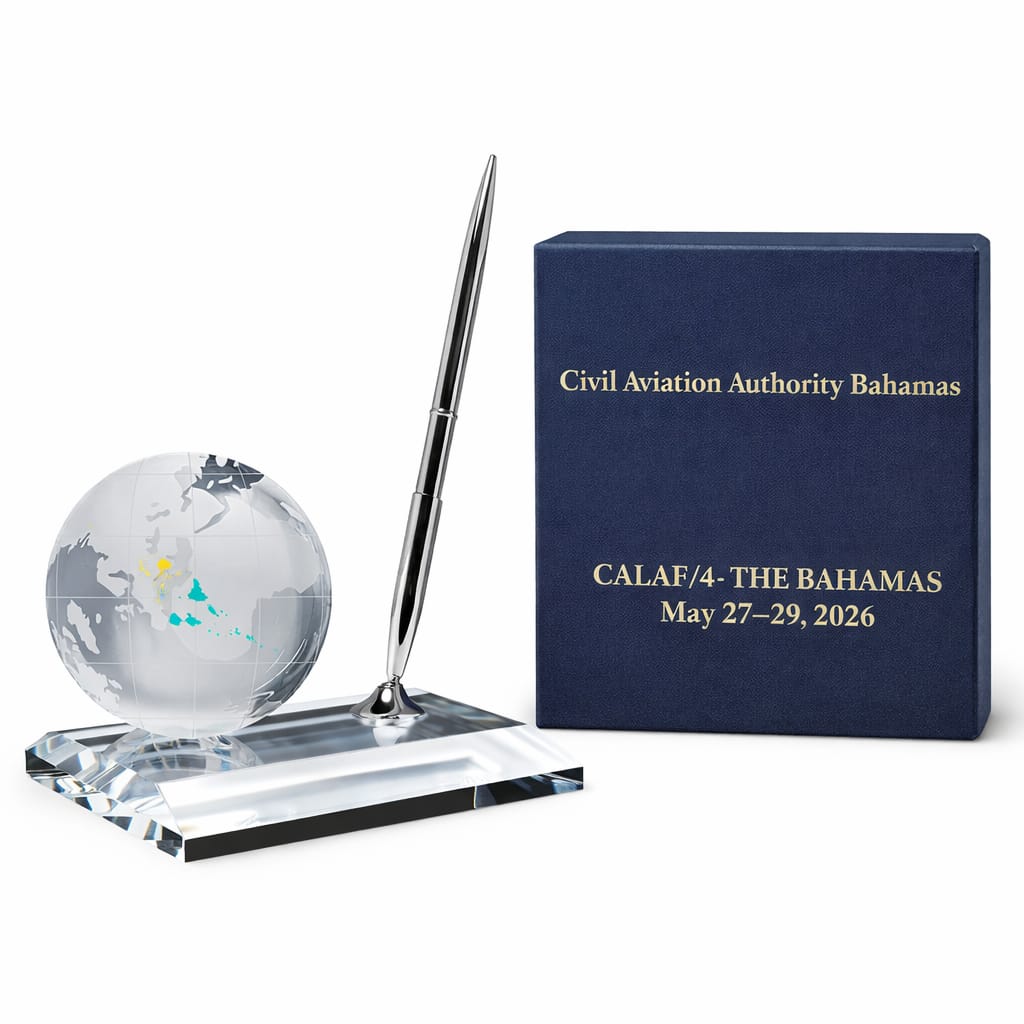 Executive Crystal Globe & Pen Set β Corporate Recognition Award