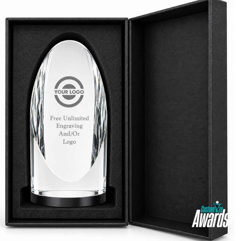 Oval Tower | Personalized Engraved Recognition Crystal Award