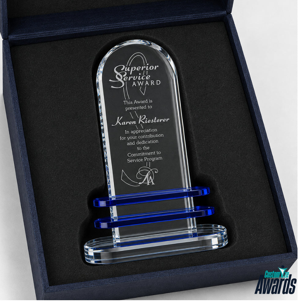 Pearl Lake Crystal Engraved Recognition Award pakaging