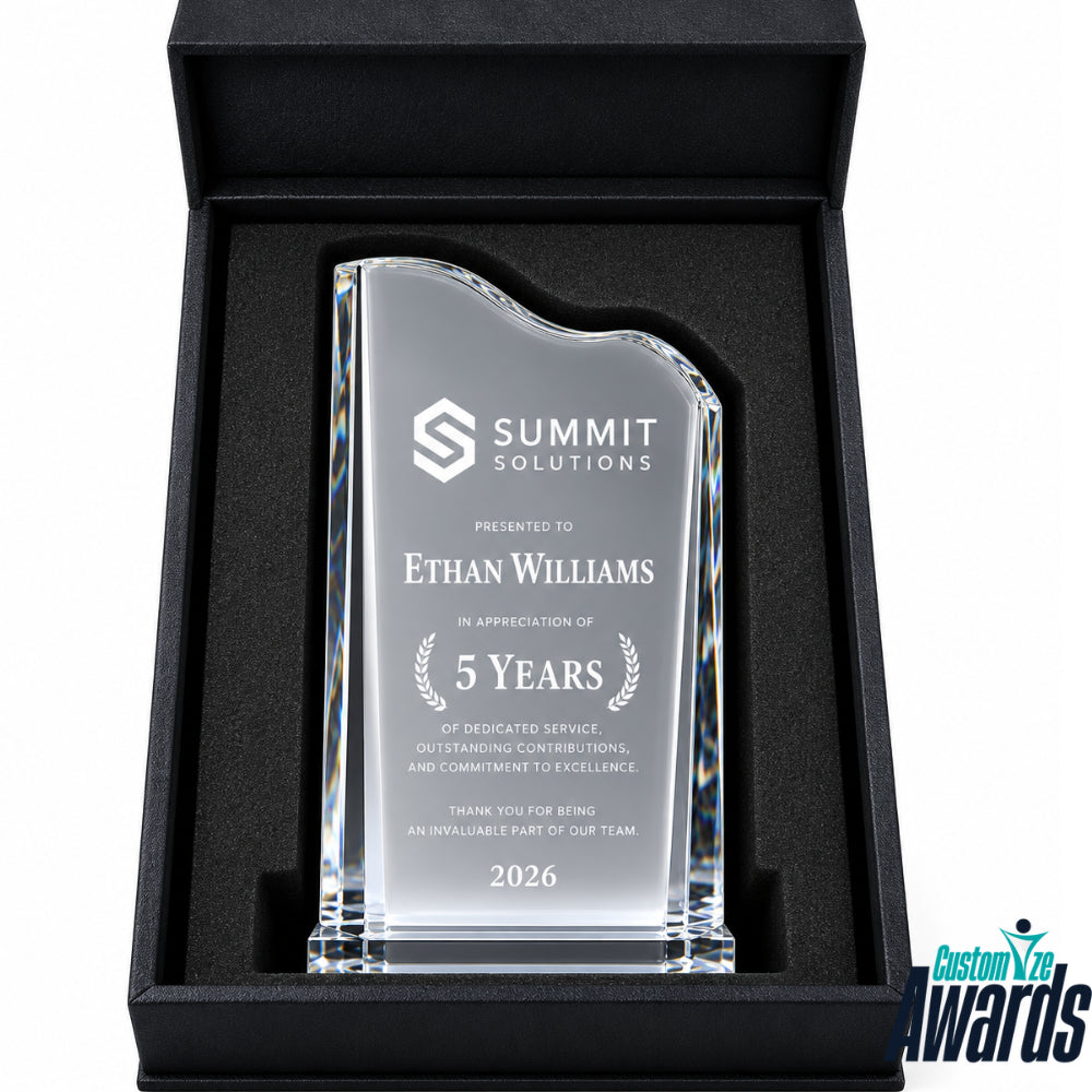 Prestige Crest Leadership Recognition Optical Crystal Award pakaging