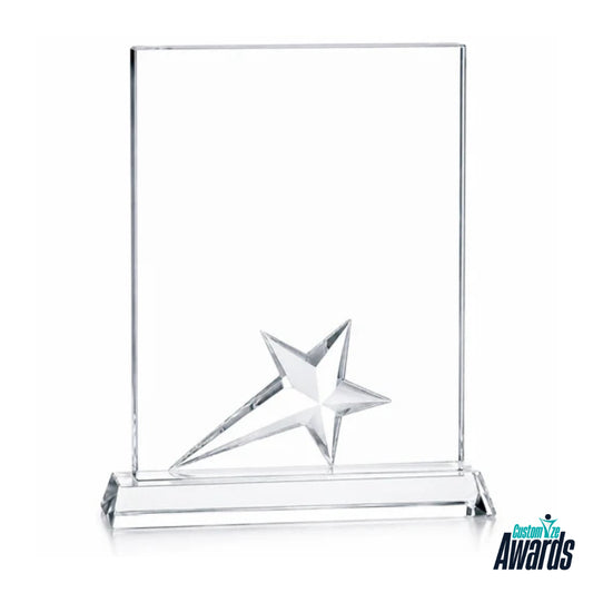 Rectangle Crystal Star Engraved Recognition Award without engraving