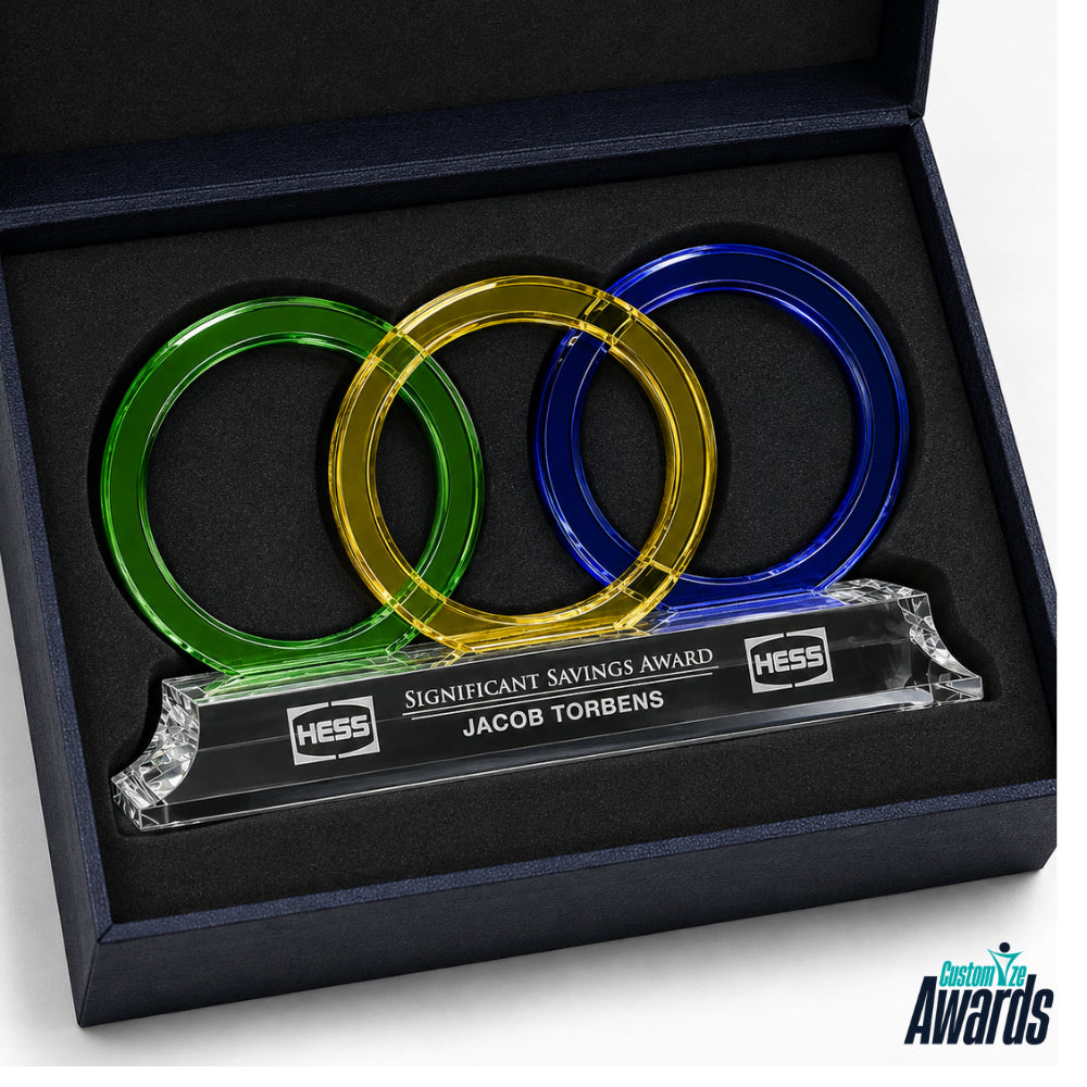 Trident Crystal Engraved Recognition Award