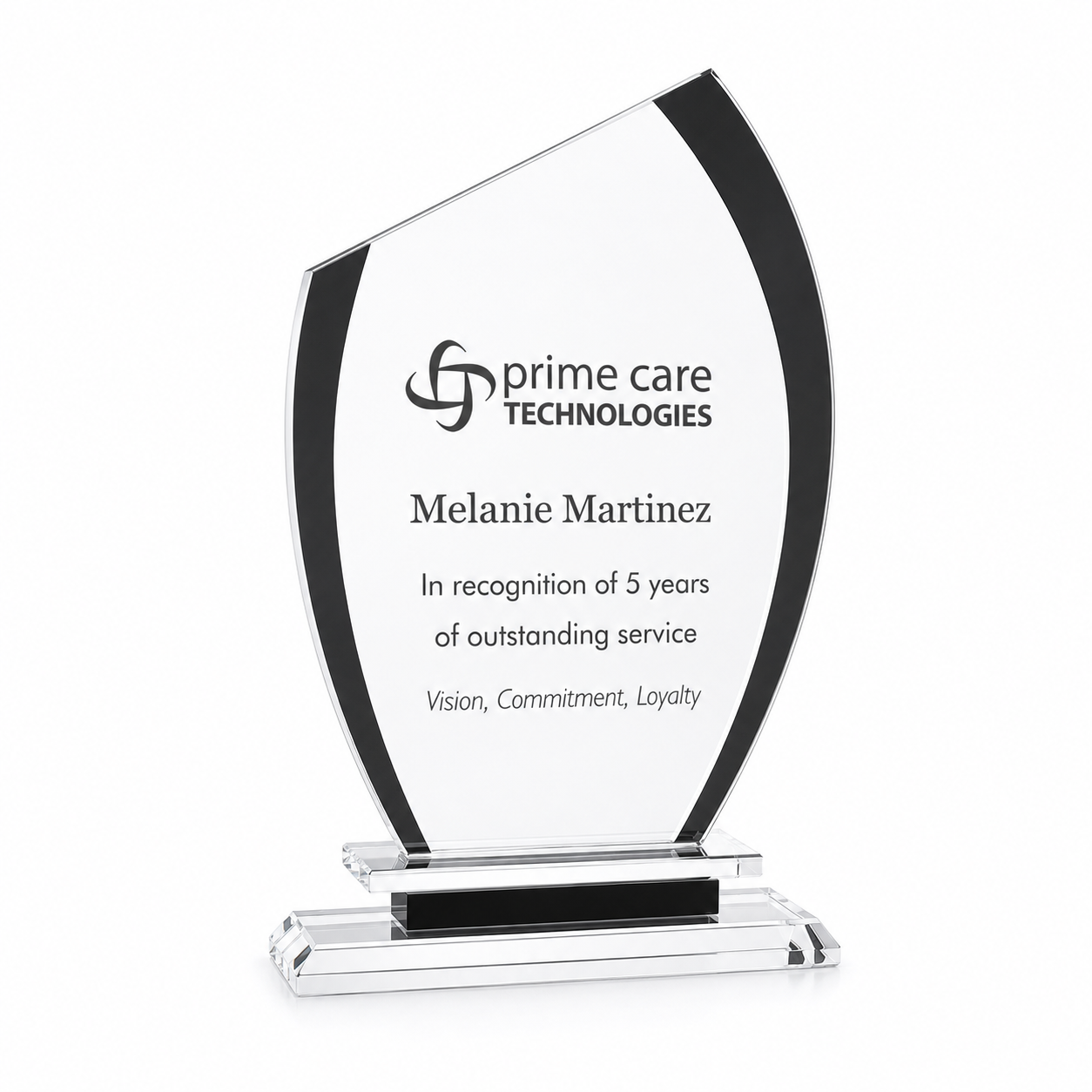 Black Semi Oval Crystal Award β Personalized Engraved Trophy