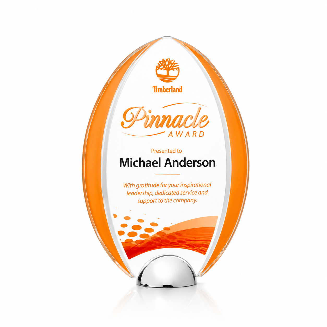 Orange VividPrint Crystal Award | Employee Recognition Trophy