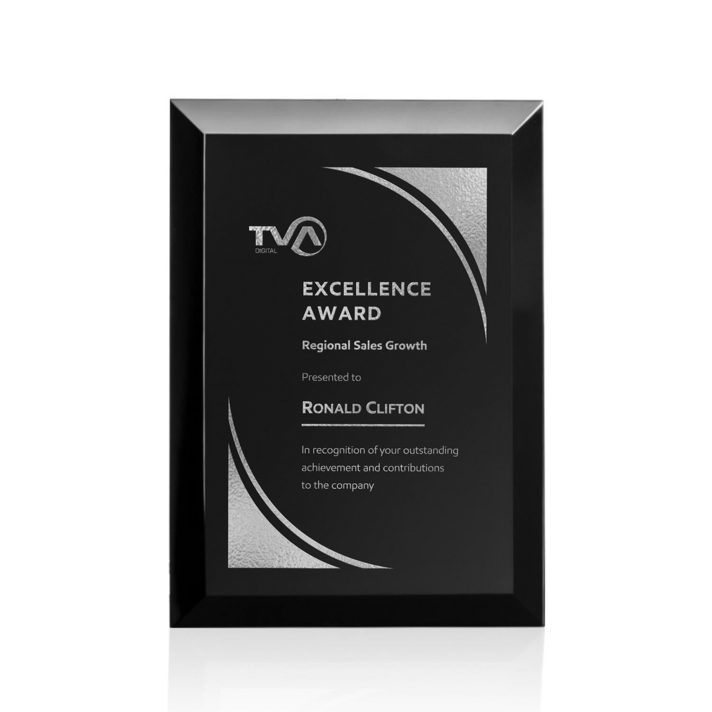 Merano Silver Recognition Plaque | Custom Engraved Black & Silver Award