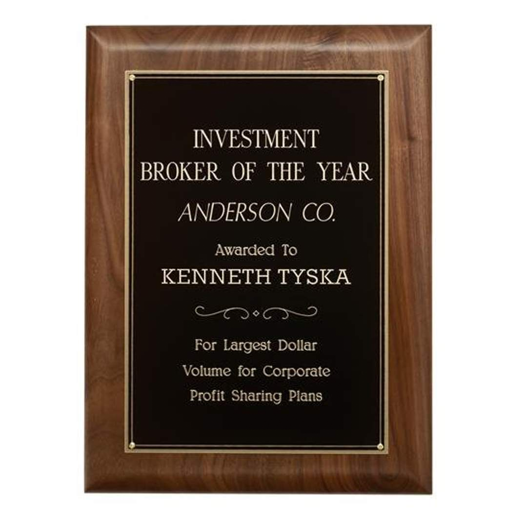 Elegance Walnut Recognition Plaque | Custom Engraved Executive Award