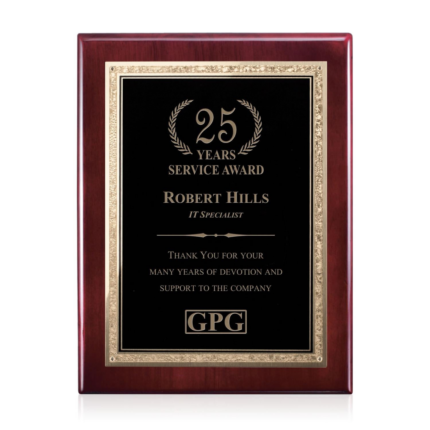 Gemstone Rosewood & Black Elegance Plaque β Custom Engraved Executive Recognition Award