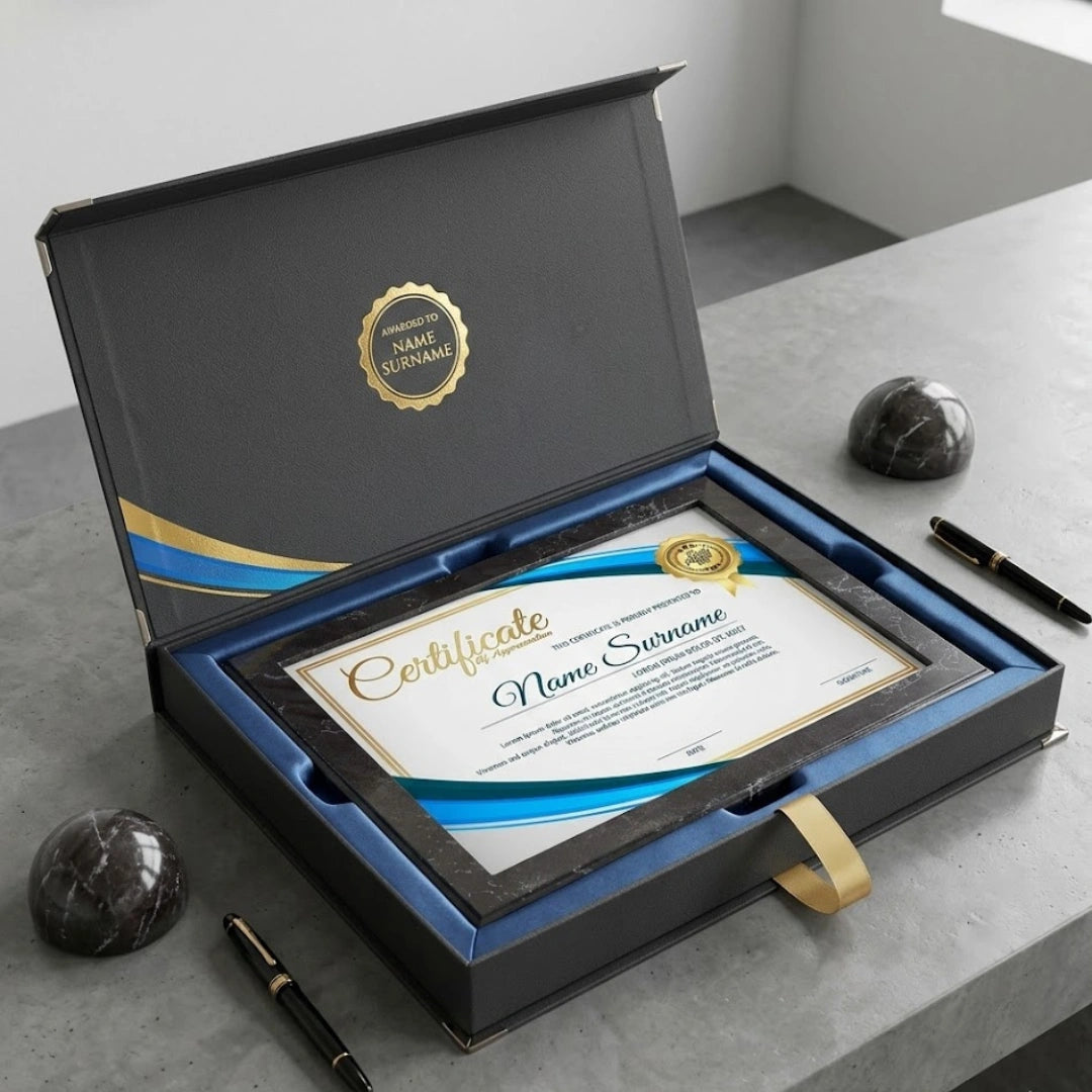 Black Marble Slide-In Certificate Plaque