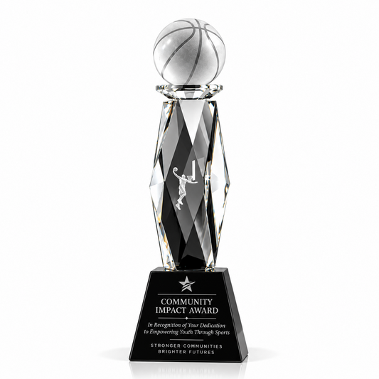 Crystal Hoops | Custom Basketball Community Impact Award Trophy