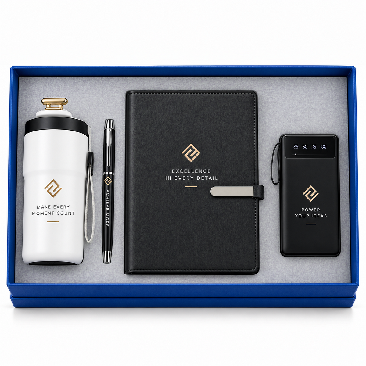 Achieve More | Customized Black and White Corporate Gift Set