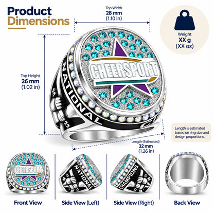 Cheersport Nationals Championship Ring (2020-2023) – Benutzerdefinierter Champion-Ring