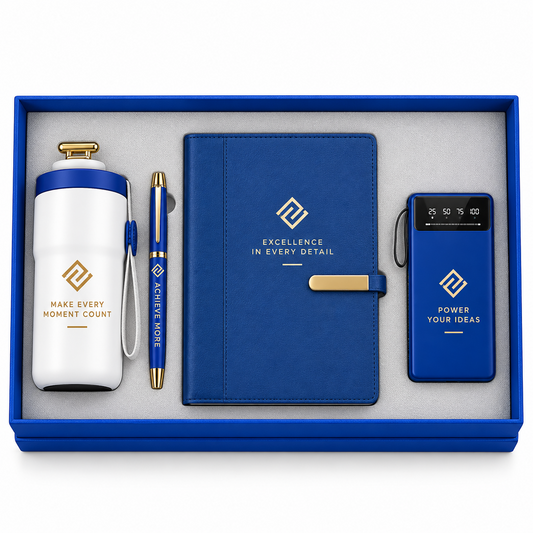 Achieve More | Customized Blue and White Corporate Gift Set