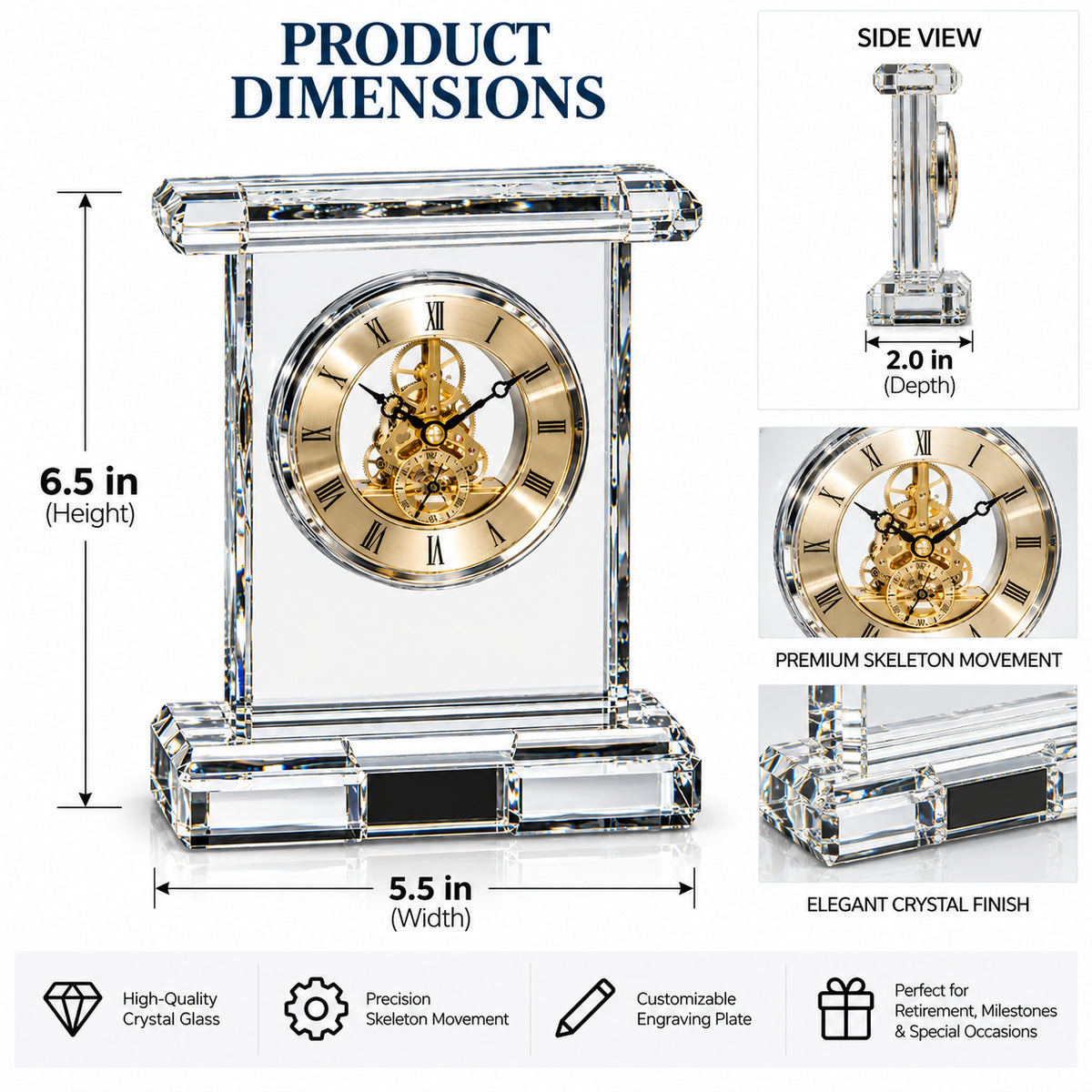 Timeless Legacy | Executive Crystal Clock Recognition Award