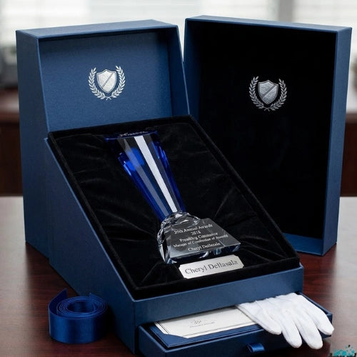 Sapphire Apex Crystal Trophy