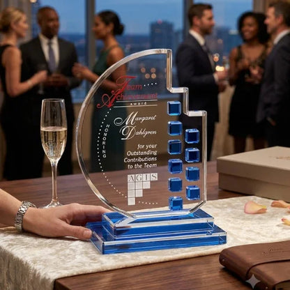 Personalized Azure Moon Crystal Award Trophy