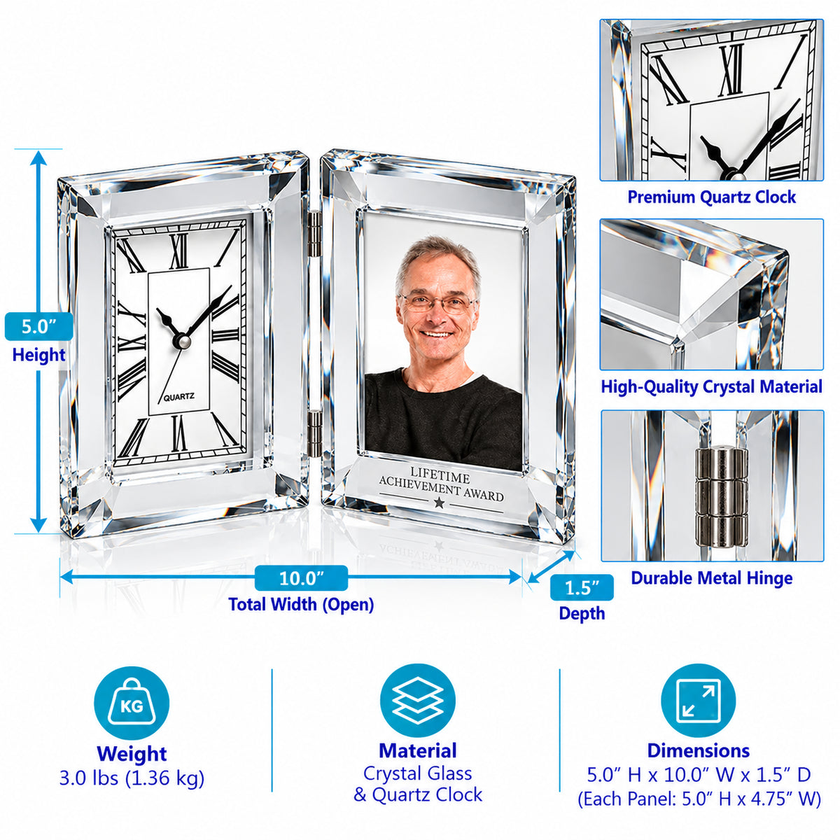 Silver Memories | Personalized Retirement Photo Frame Clock