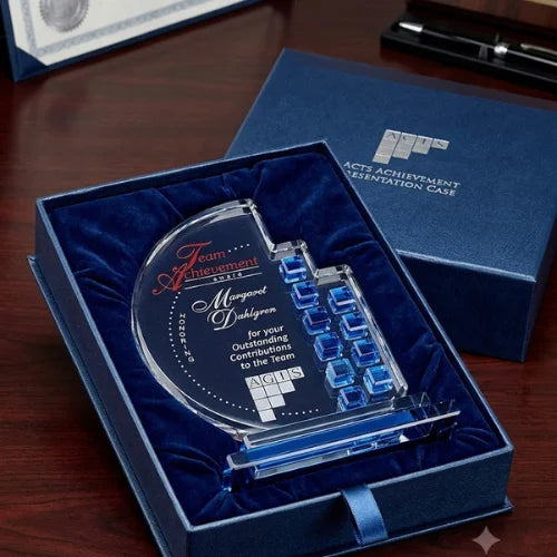 Personalized Azure Moon Crystal Award Trophy