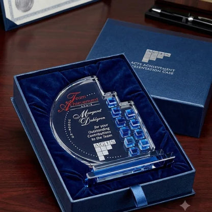 Personalized Azure Moon Crystal Award Trophy