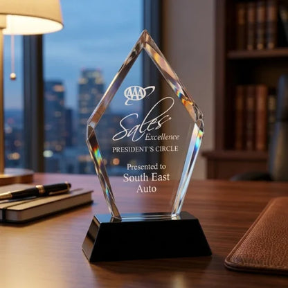 Engraved  Optical Diamond Custom Crystal Award