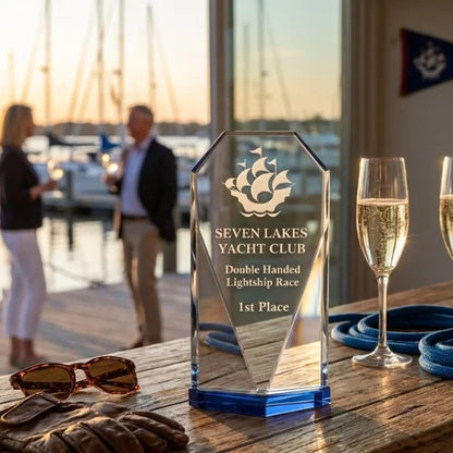 Personalized Engraved Blue Diamond Crystal Award