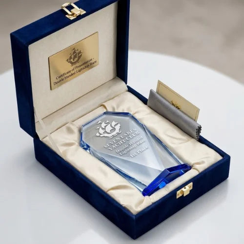Personalized Engraved Blue Diamond Crystal Award