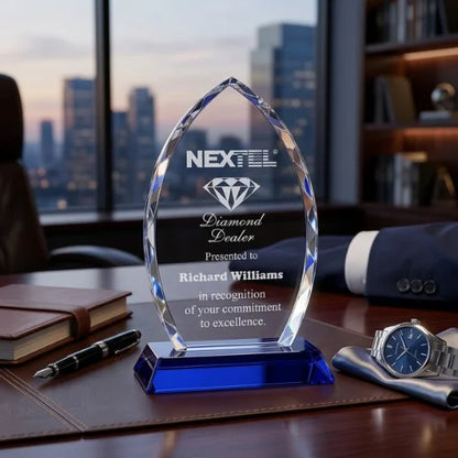 Personalized Cool Blue Elliptic Crystal Award