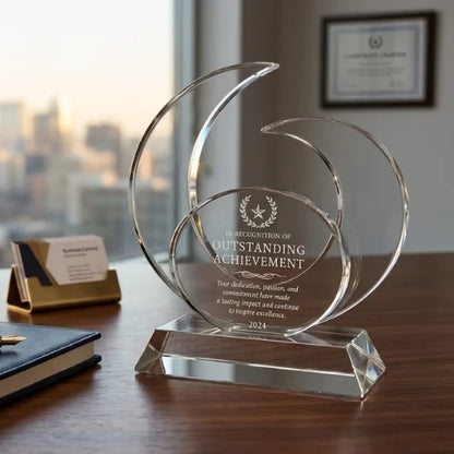 Personalized Elliptic Indigo Crystal Award Trophy