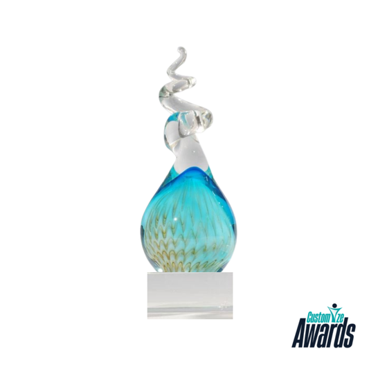 Aqua Flame | Custom Art Glass Achievement Award
